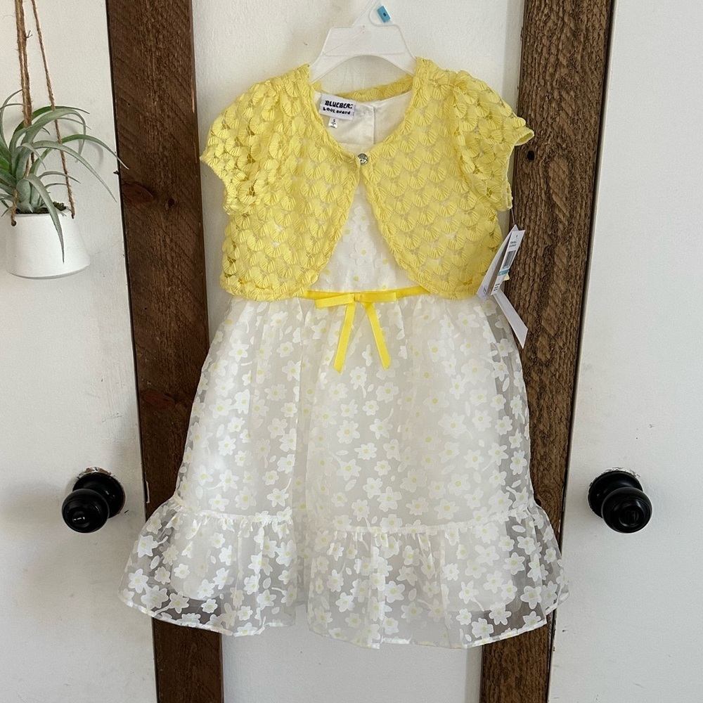 New Blueberi Boulevard Girls Size 5 Formal Daisy Sundress + Coverup